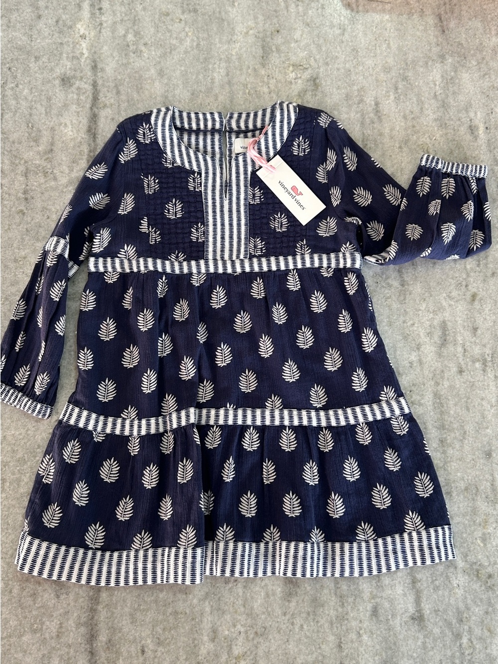 Vineyard Vine Navy Leaf-Print Dress Size XS